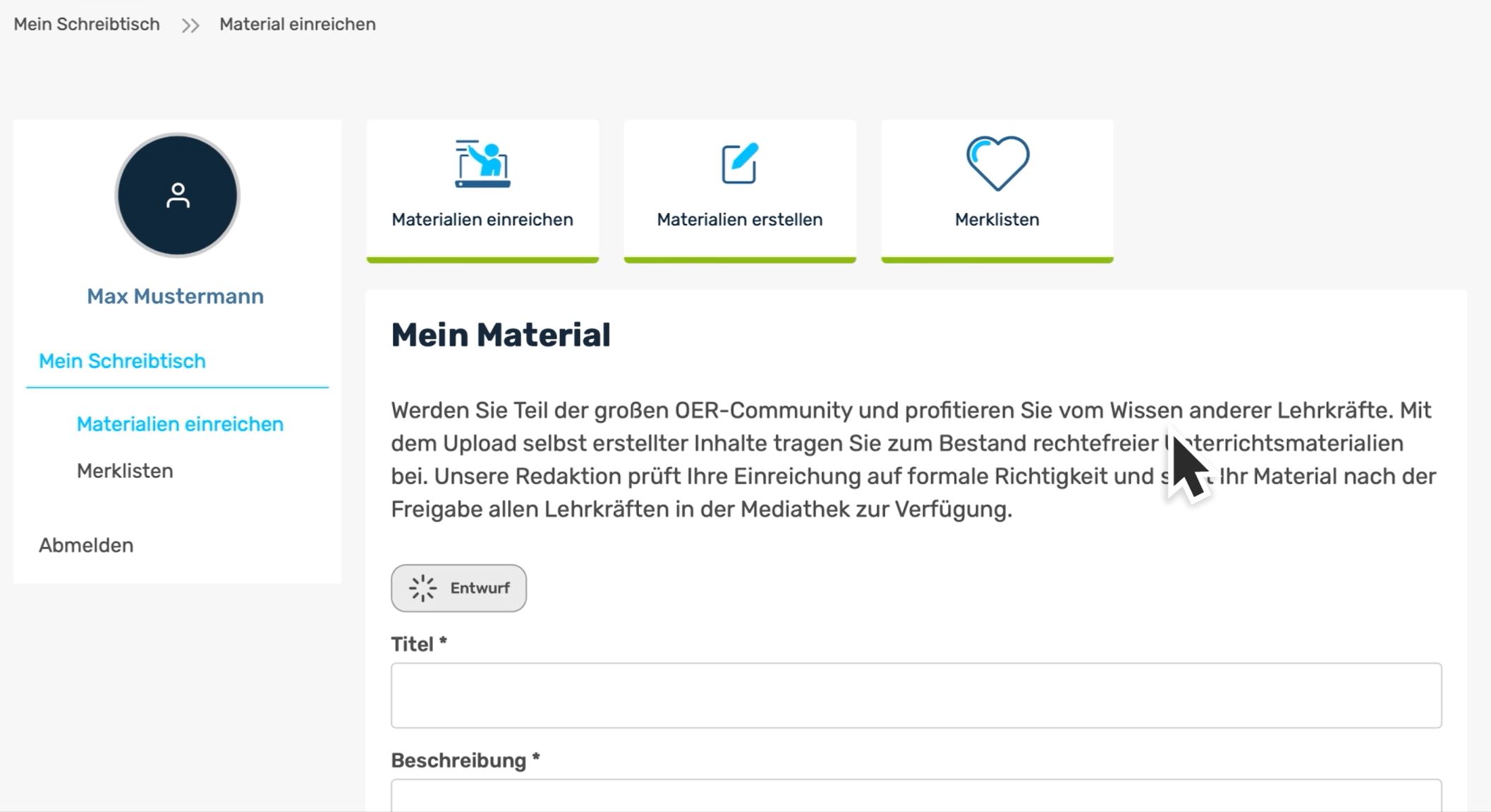 Screenshot HubbS Medienupload