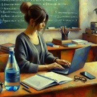 Lehrerin arbeitet am Laptop – KI generiertes Bild